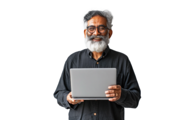 Senior Indian Man with Laptop
