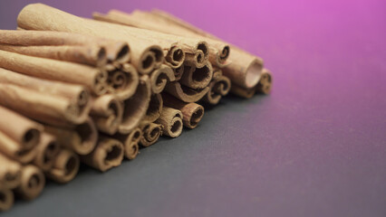 Cinnamon sticks background for food advertisement