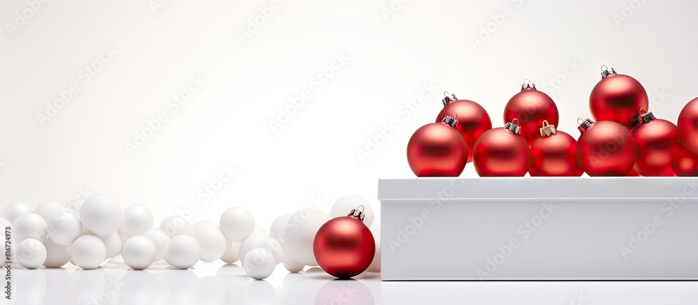 Poster The copy space image showcases a white rectangular box with shadows against a light white background creating a perfect backdrop for advertising beauty products in the cosmetics or cosmetology indust