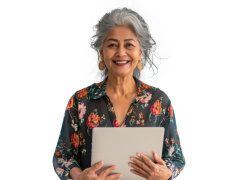Senior Indian Woman with Laptop