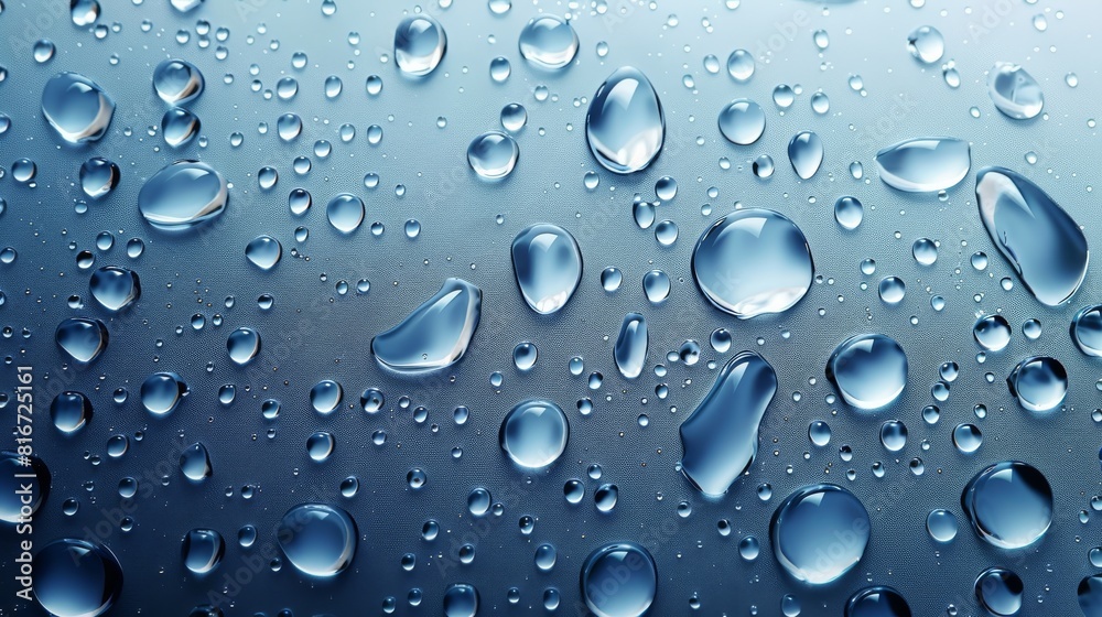 Poster Rain water drop bubble vector background. Glass surface with realistic clear condensation 3d effect. Dark spray abstract raindrop illustration with tear blob. Generative AI.