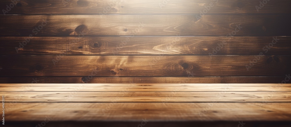 Aufkleber A wooden background showcases a perspective view of an empty light plate with ample copy space for your design