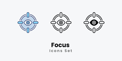 Focus Icons thin line and glyph vector icon stock illustration