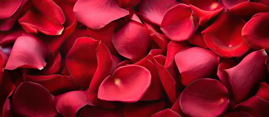 A stunning close up image of rose petals on a Valentine s Day themed background with ample copy space