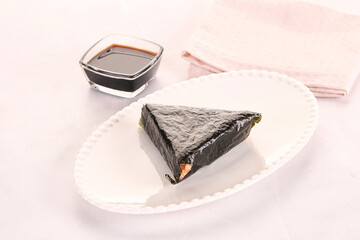 Japanese traditional onigiri with fish