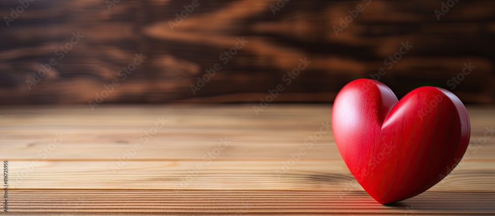Aufkleber A romantic Valentine s Day vibe with a heart shaped object resting on a wooden table perfect for a copy space image