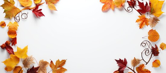 A stunning arrangement of autumn frames against a pristine white backdrop providing ample copy space for images