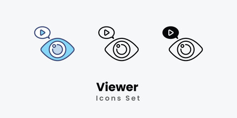 Viewer Icons thin line and glyph vector icon stock illustration