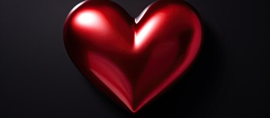 Fototapeta na wymiar A copy space image of a shiny silver heart shape with a vibrant red hue