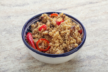 Arabic cous cous with meat and tomato
