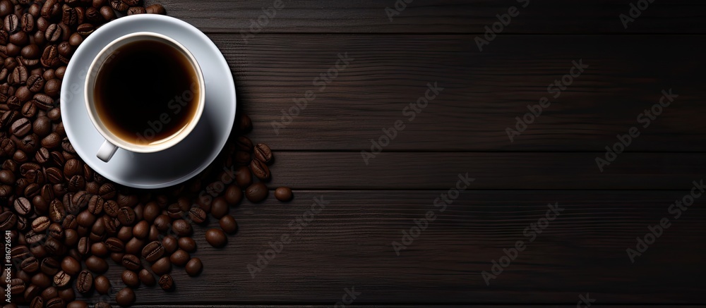Aufkleber a top view image of a cup of black espresso for breakfast or evening refreshment with dark coffee be