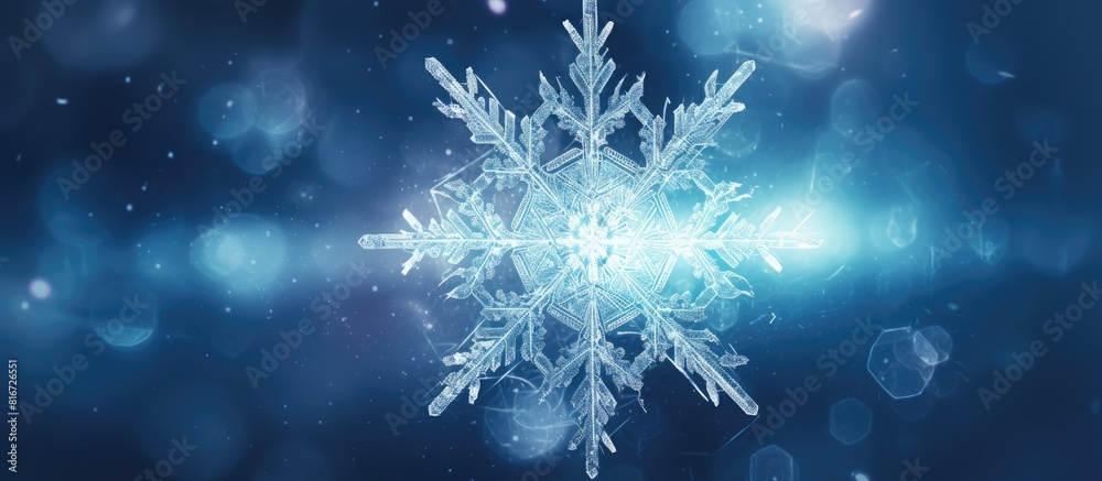 Aufkleber An image with a snowflake and stars in the background. with copy space image. Place for adding text or design