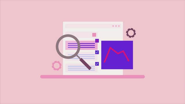 Search engine rank spam. Website losing search engine ranking for low quality content, spam links, website deindexed by search engine. Animation video clip.