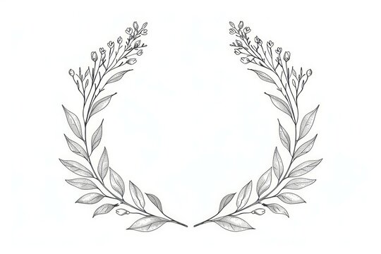 recommend clip art: Wreath frame line art,  illustration with white background. 