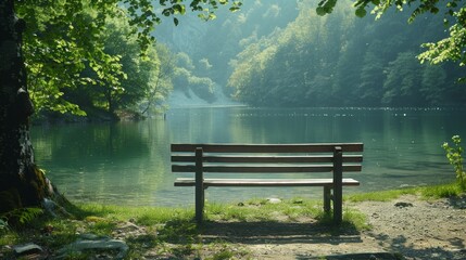 Obraz premium bench by the lake 