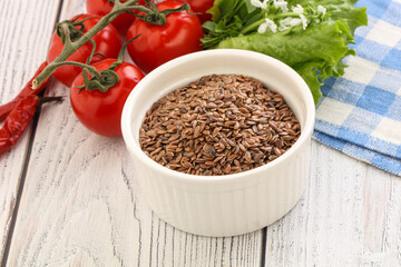 Dry Raw flax seed in the bowl