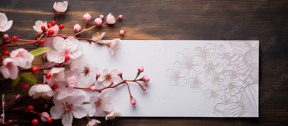 Aufkleber Top view copy space image of a handmade women s New Year s greeting card with a background perfect for recording your message