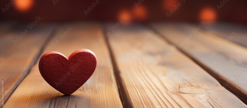 Aufkleber A romantic Valentine s Day vibe with a heart shaped object resting on a wooden table perfect for a copy space image