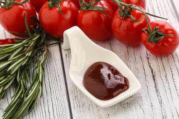 Tomato barbecue sauce on the bowl
