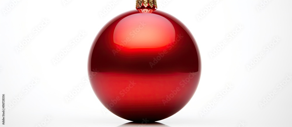 Aufkleber a red christmas bauble shines brightly standing alone on a white background with ample space availab