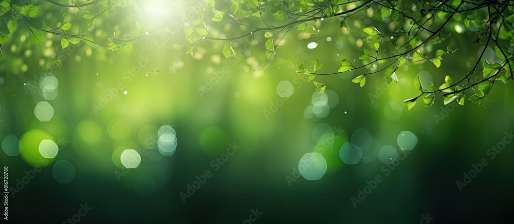 Aufkleber A vibrant green bokeh background with beautiful lighting effects. with copy space image. Place for adding text or design