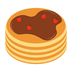 National Pancake Day with Chocolate Cream. Vector Illustration on White Background