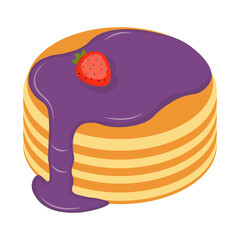 National Pancake Day with Grape Cream. Flat Cartoon Design Illustration