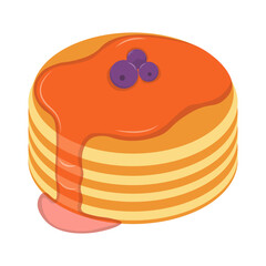 National Pancake Day with Strawberry Cream. Isolated on White Background