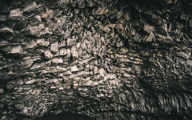 Scenic view of a rocky cave on Rejnisfjara beach in Iceland