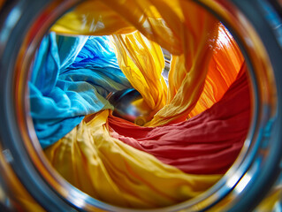 Colorful Laundry Inside Machine