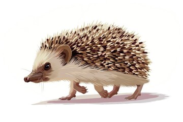 Obraz premium A cute hedgehog walking on a white surface. Suitable for nature or animal themes