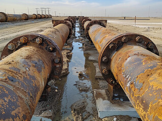 Rusty Pipeline in Desert