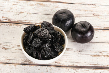 Dry prunes in thw bowl