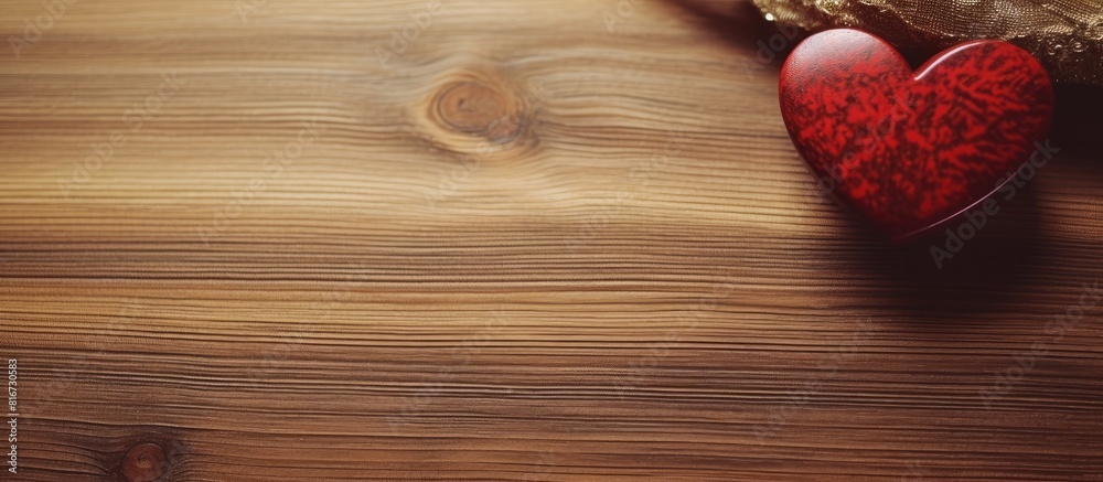 Aufkleber A romantic Valentine s Day vibe with a heart shaped object resting on a wooden table perfect for a copy space image