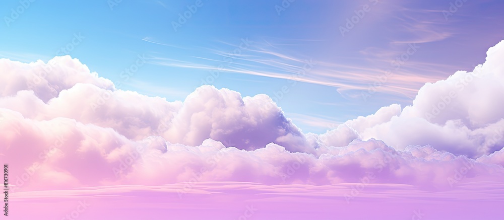 Poster Soft sky with clouds in hues of pink violet and blue creates a serene and colorful atmosphere for a copy space image