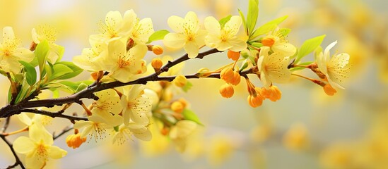 A stunning spring blossom resplendent in yellow with ample room for text or images