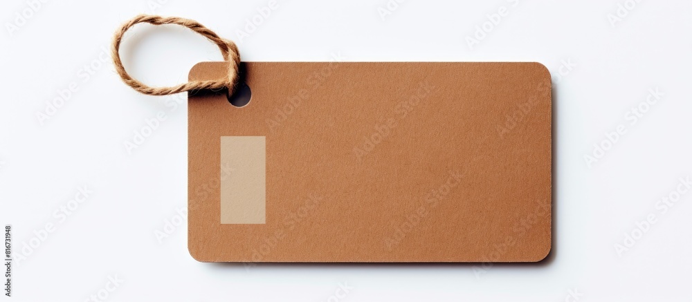 Poster a white background showcases a brown price tag this price label provides ample copy space for text