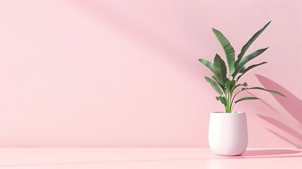 home plant on a pastel green background with copy space
