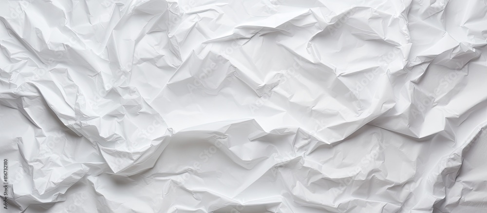 Poster Top view of a clean white paper with a textured background resembling crumpled paper Ideal for use as a copy space image 134 characters