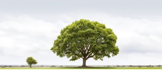 An isolated tree stands alone against a white background providing ample copy space for images