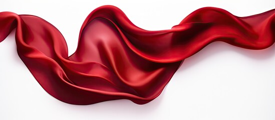 Fototapeta premium A vibrant wave shaped heart made of red fabric set against a clean white background leaving ample space for additional images or text