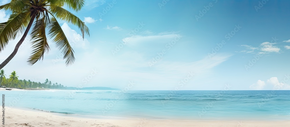 Fototapete sunny day at the beach with a clear ocean water view against a serene nature background ideal for a 