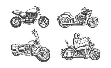 Motorcycle design. Graphics for t-shirt vintage design, bike club. Vector print on clothes. Vector illustration