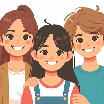happy girls and boy, generative ai