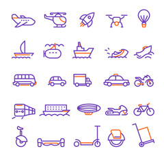 Travel transportation icons collection