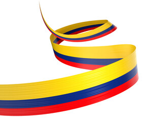 3d Flag Of Colombia 3d Shiny Waving Colombia Ribbon Flag On White Background 3d Illustration