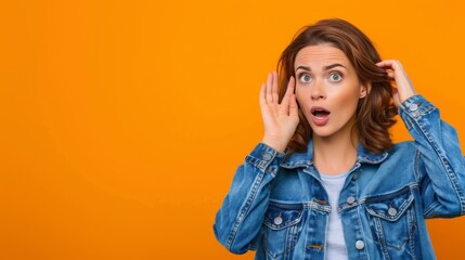 Fototapeta premium Woman Gesturing to Hear Better