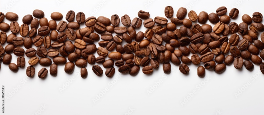 Aufkleber white background with coffee beans providing ample copy space for text or other elements