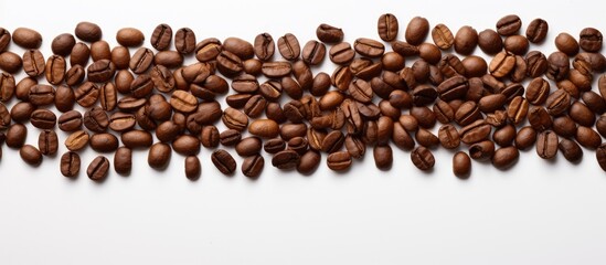 Obraz premium White background with coffee beans providing ample copy space for text or other elements