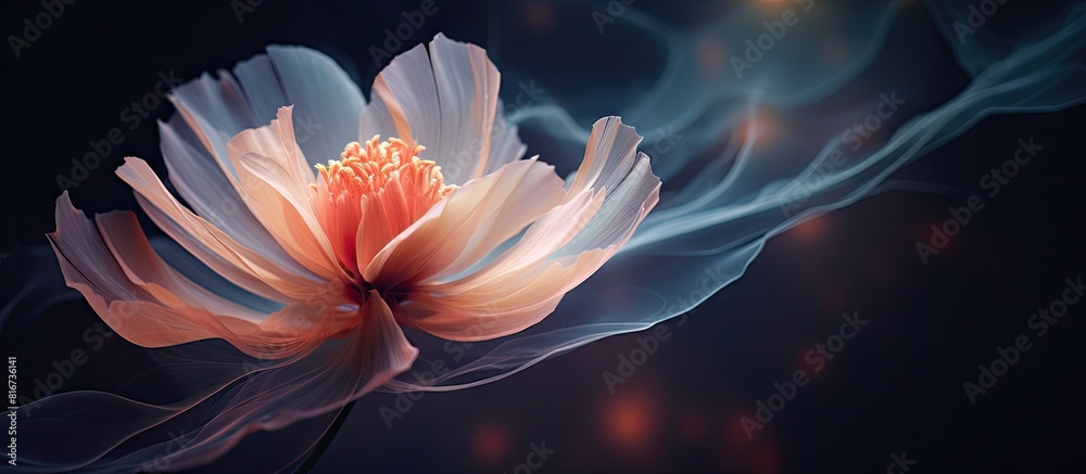 Poster A stunning synthetic flower with a blank area for adding text in the background image. with copy space image. Place for adding text or design